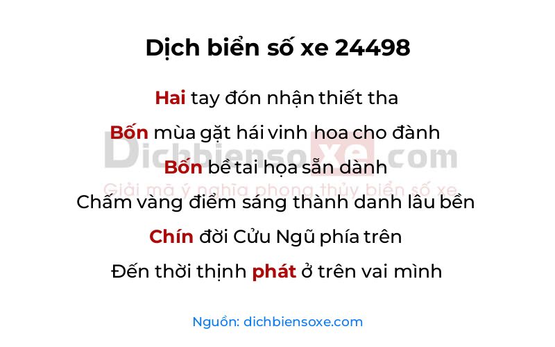 Dịch thơ biển số 24498