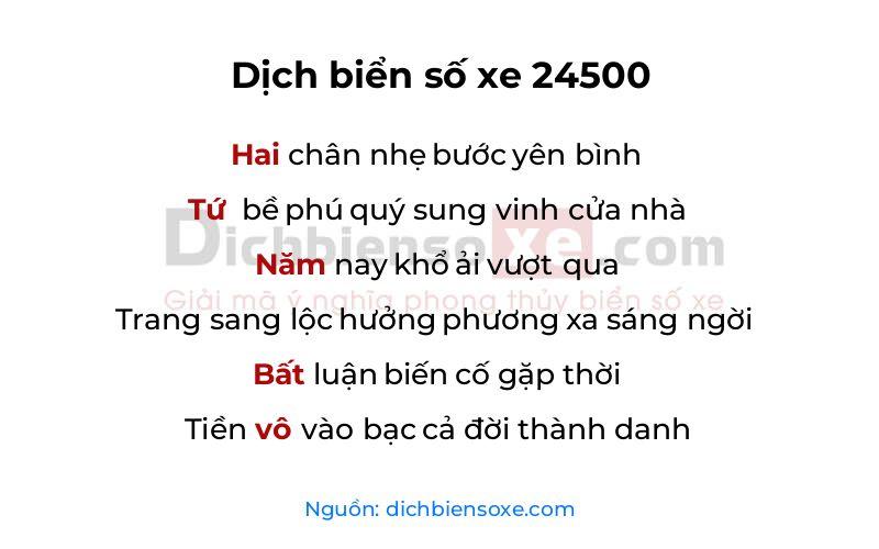 Dịch thơ biển số 24500