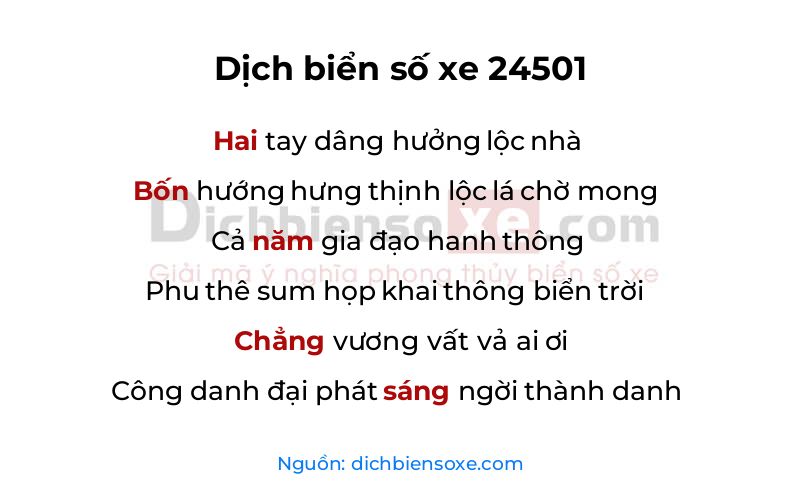 Dịch thơ biển số 24501