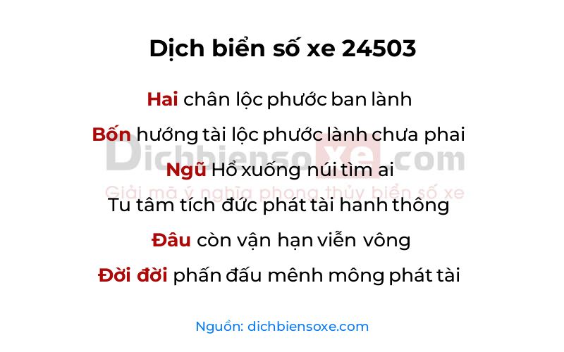 Dịch thơ biển số 24503