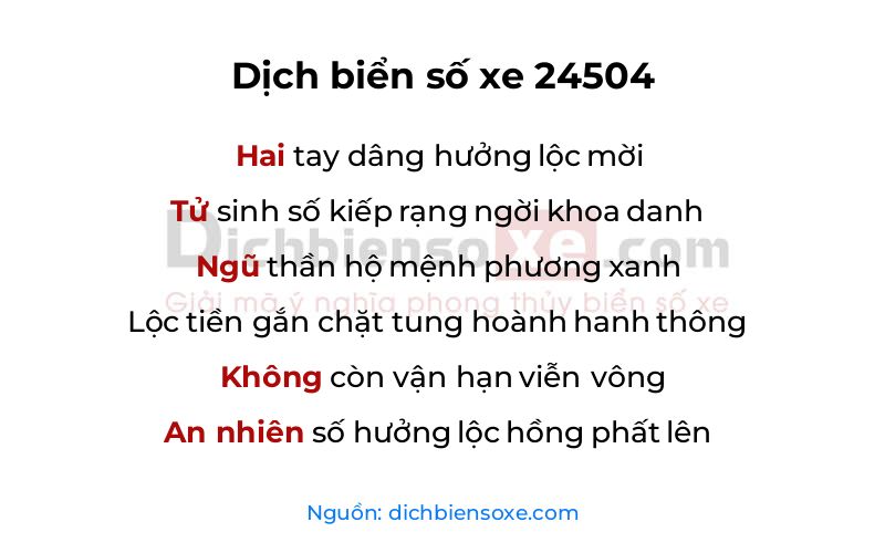 Dịch thơ biển số 24504