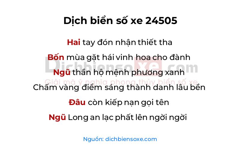 Dịch thơ biển số 24505