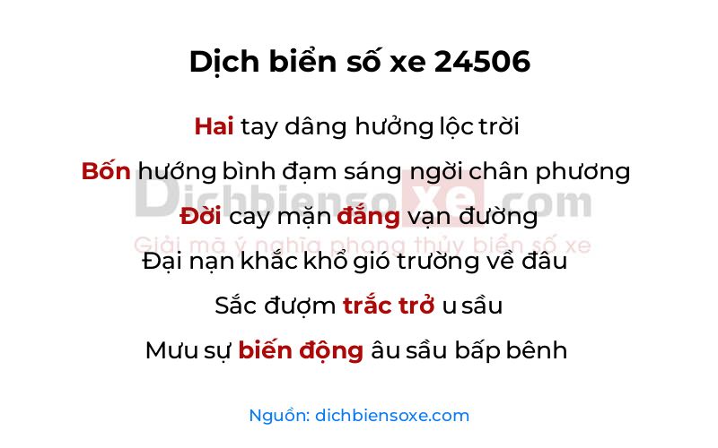 Dịch thơ biển số 24506