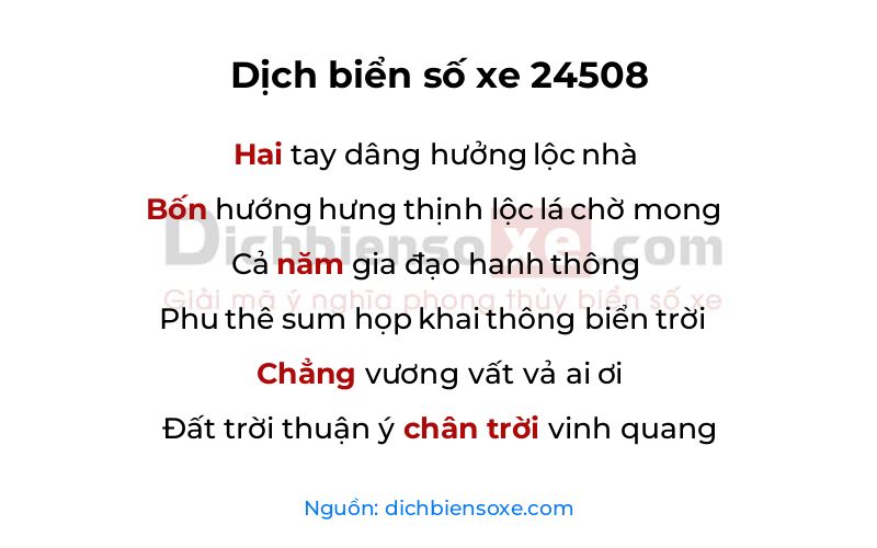 Dịch thơ biển số 24508