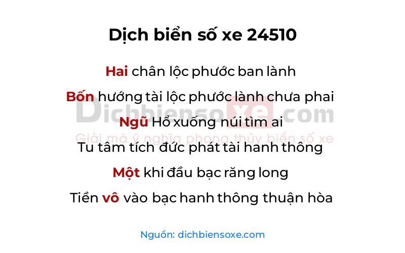 Dịch thơ biển số 24510