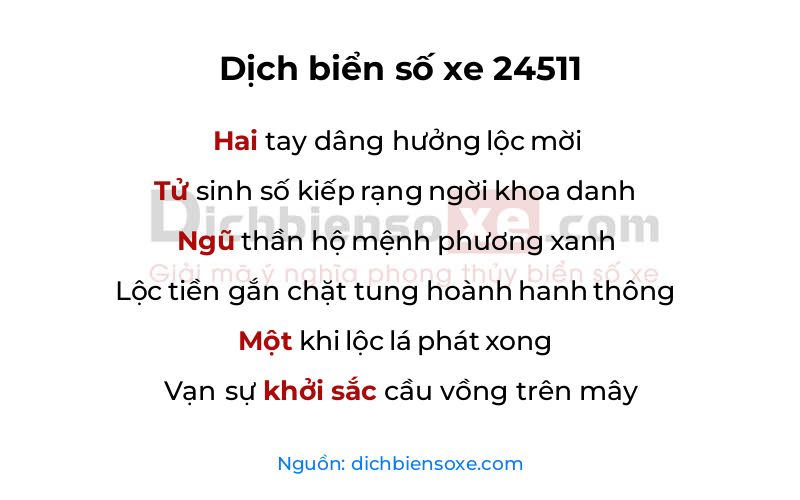 Dịch thơ biển số 24511