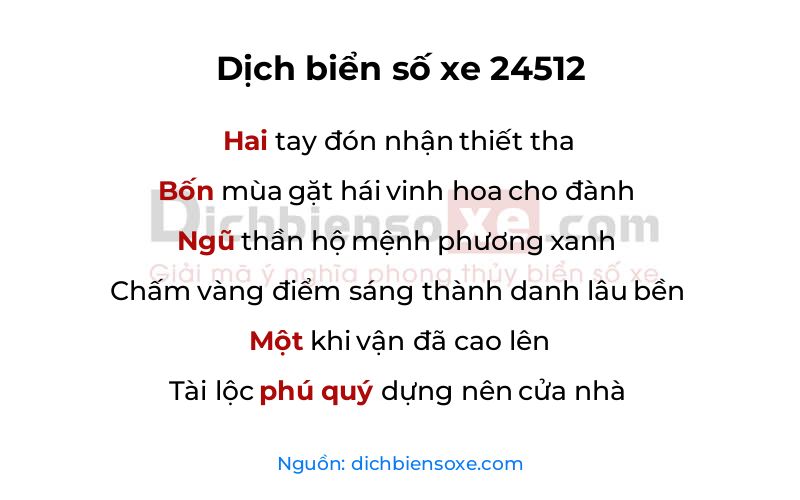 Dịch thơ biển số 24512