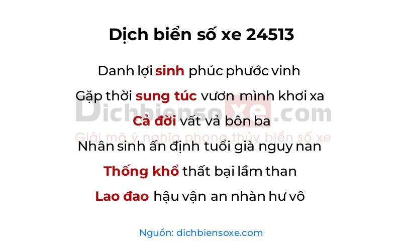 Dịch thơ biển số 24513