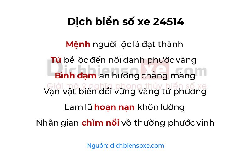 Dịch thơ biển số 24514
