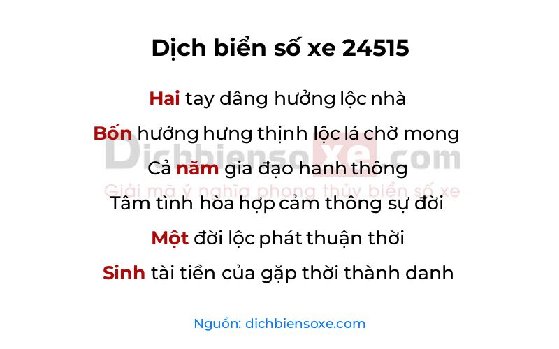 Dịch thơ biển số 24515