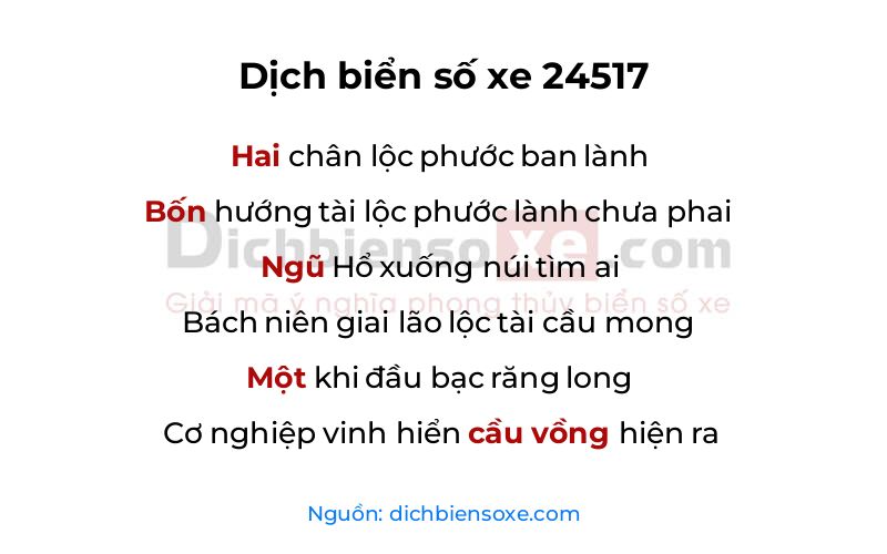 Dịch thơ biển số 24517