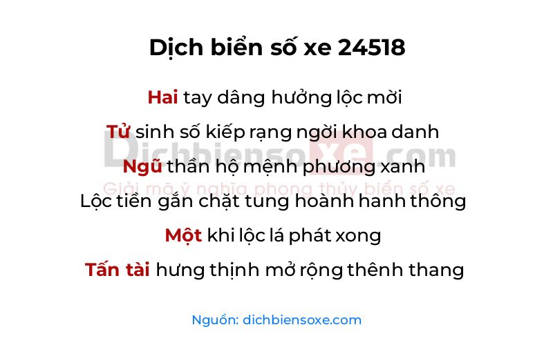 Dịch thơ biển số 24518