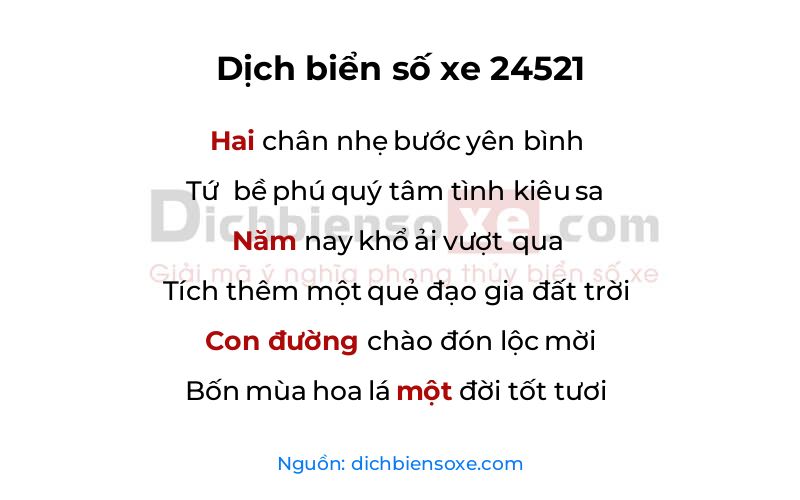 Dịch thơ biển số 24521
