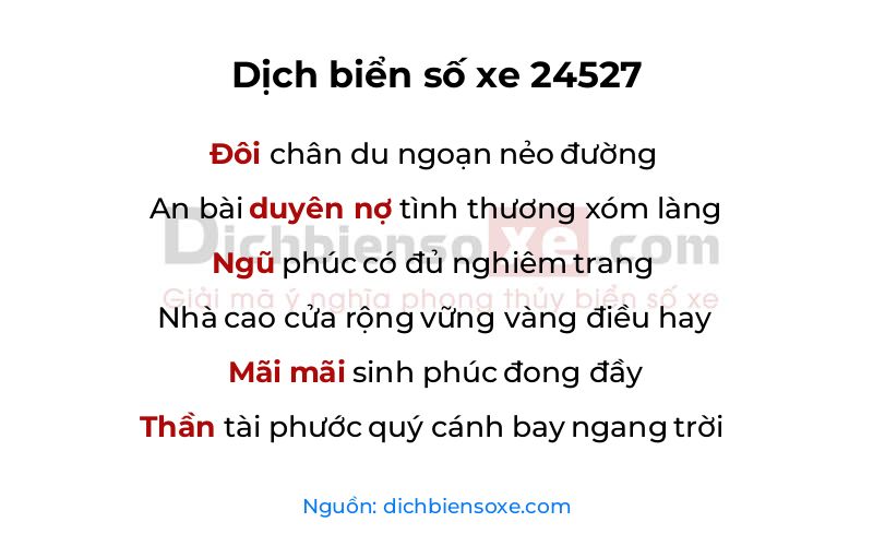 Dịch thơ biển số 24527