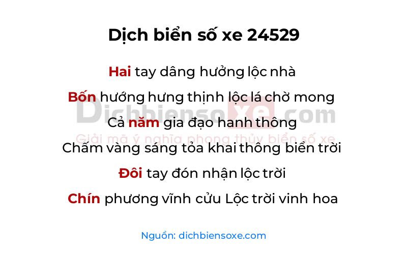 Dịch thơ biển số 24529