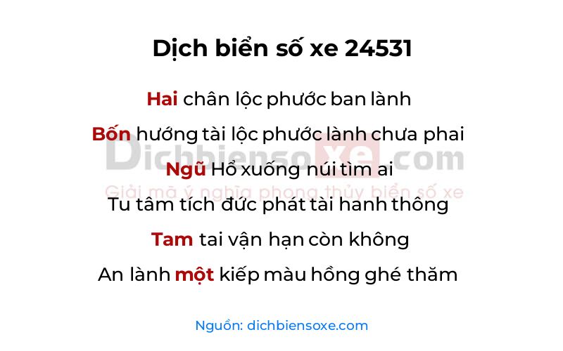 Dịch thơ biển số 24531