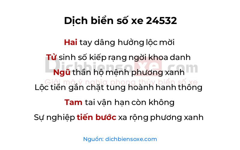 Dịch thơ biển số 24532
