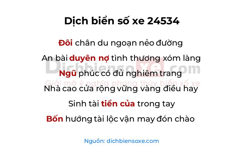 Dịch thơ biển số 24534
