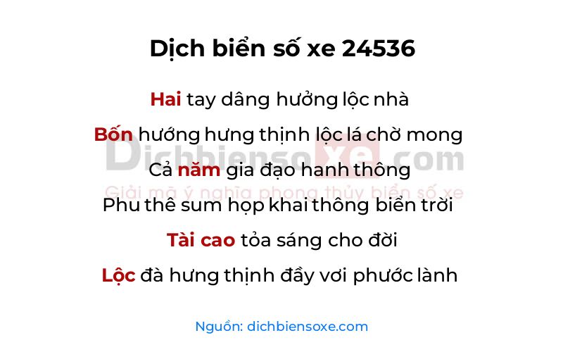 Dịch thơ biển số 24536