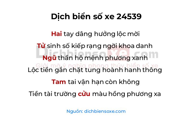 Dịch thơ biển số 24539