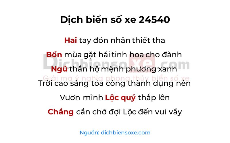 Dịch thơ biển số 24540