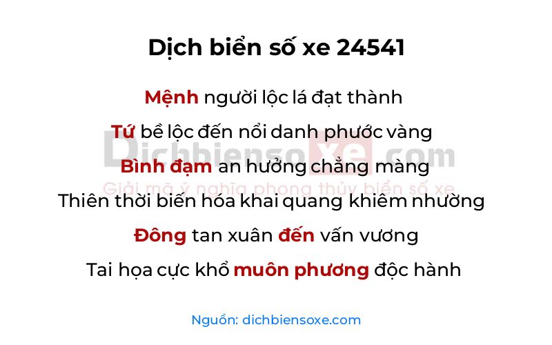 Dịch thơ biển số 24541