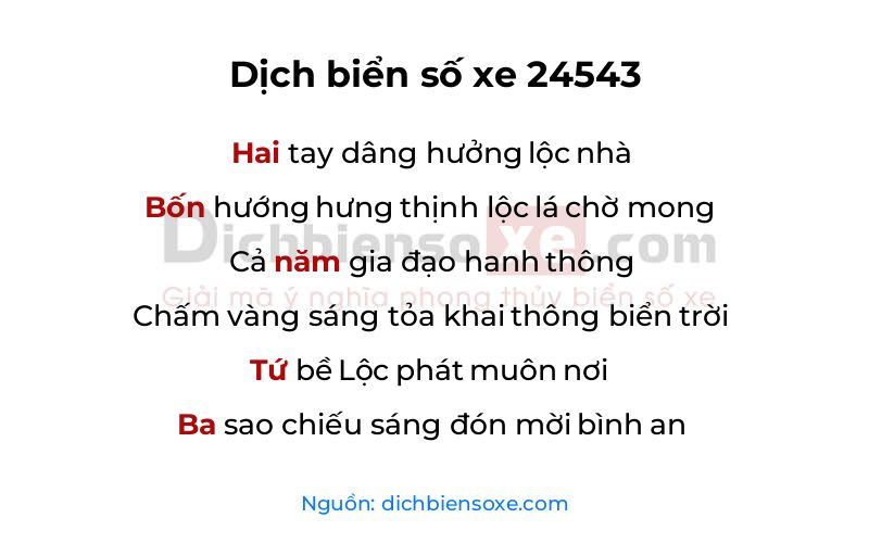 Dịch thơ biển số 24543