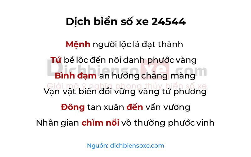 Dịch thơ biển số 24544