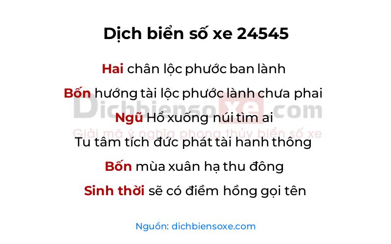 Dịch thơ biển số 24545