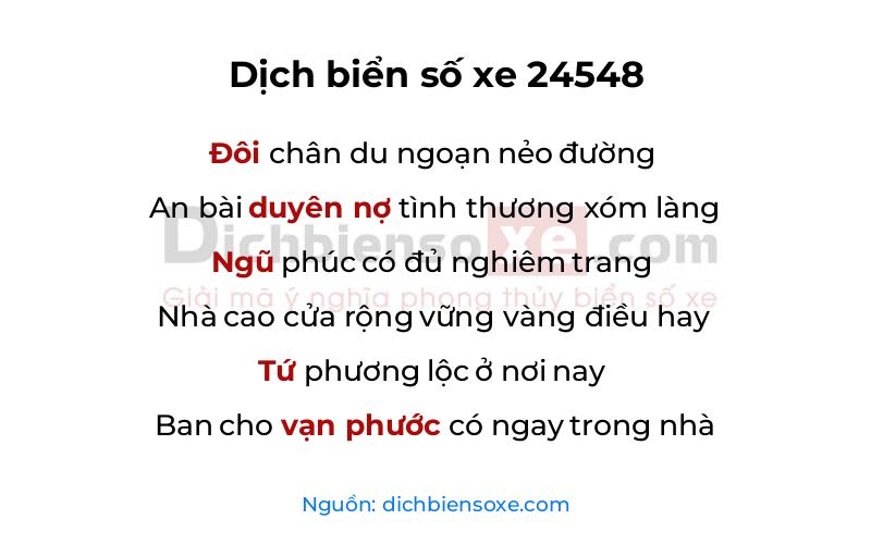 Dịch thơ biển số 24548