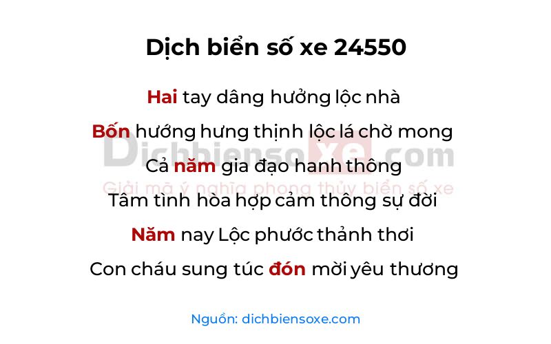 Dịch thơ biển số 24550