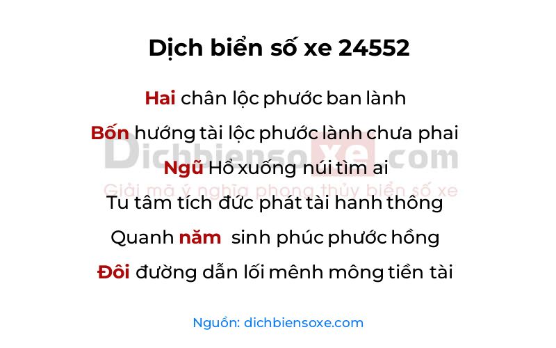 Dịch thơ biển số 24552