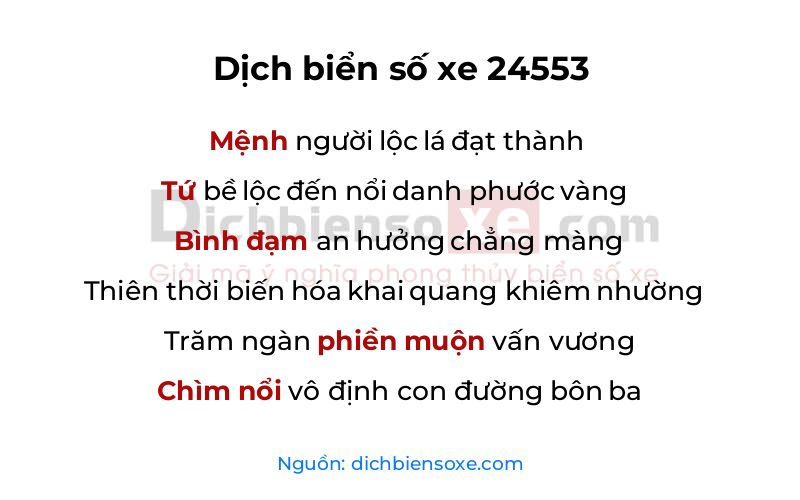 Dịch thơ biển số 24553