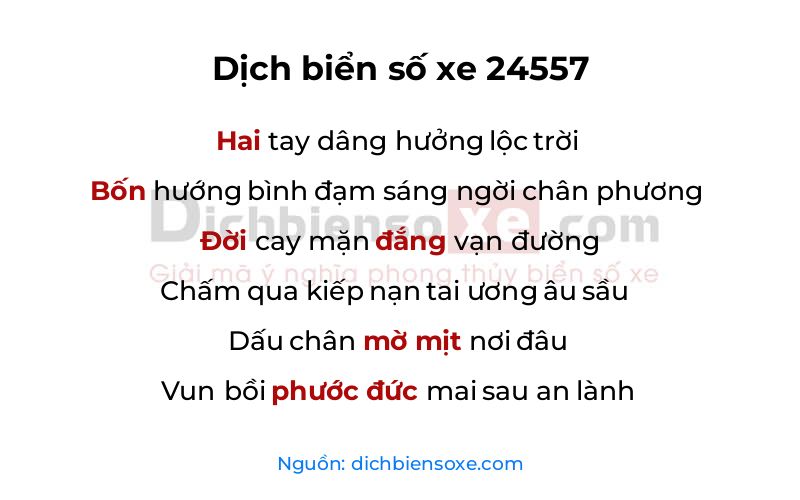 Dịch thơ biển số 24557
