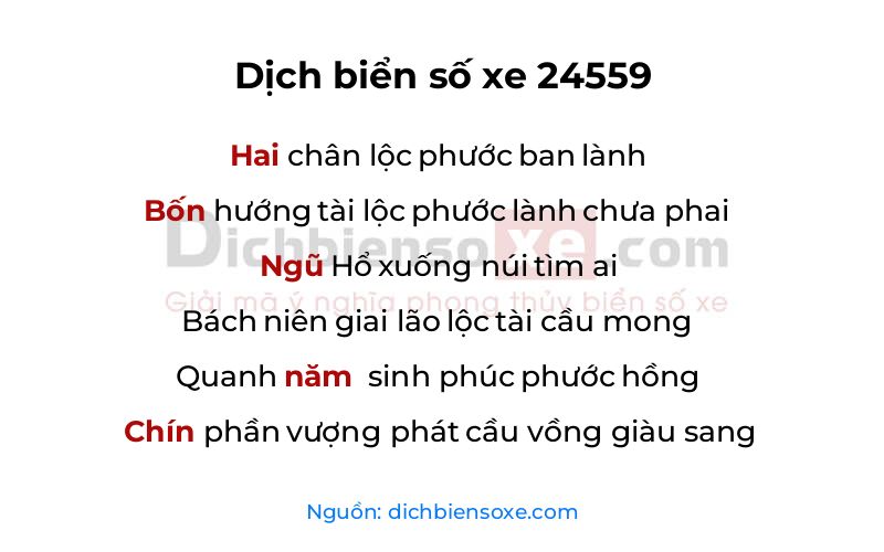 Dịch thơ biển số 24559