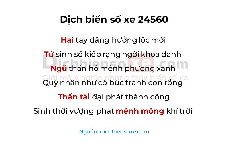 Dịch thơ biển số 24560