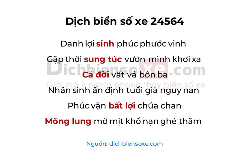 Dịch thơ biển số 24564