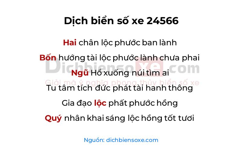 Dịch thơ biển số 24566