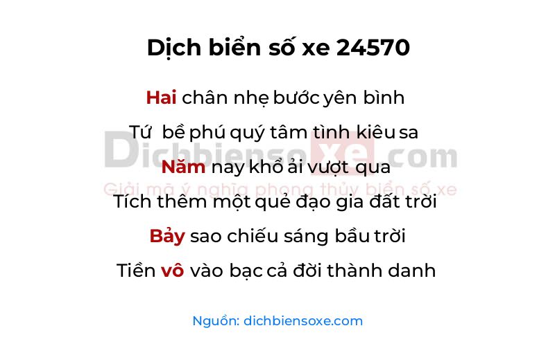 Dịch thơ biển số 24570