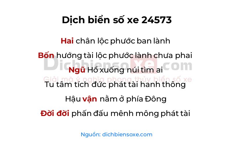 Dịch thơ biển số 24573