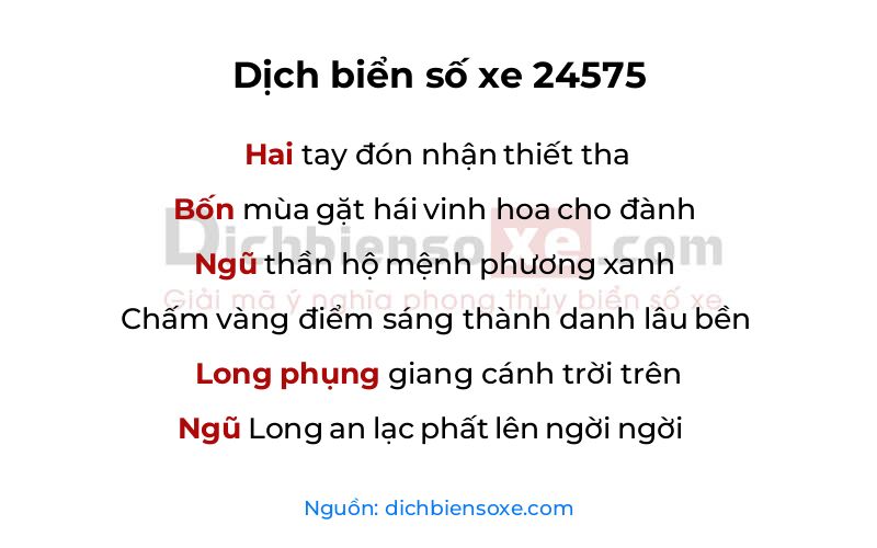 Dịch thơ biển số 24575