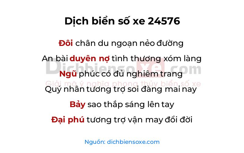 Dịch thơ biển số 24576