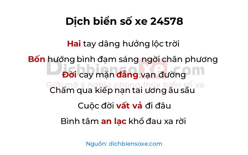 Dịch thơ biển số 24578