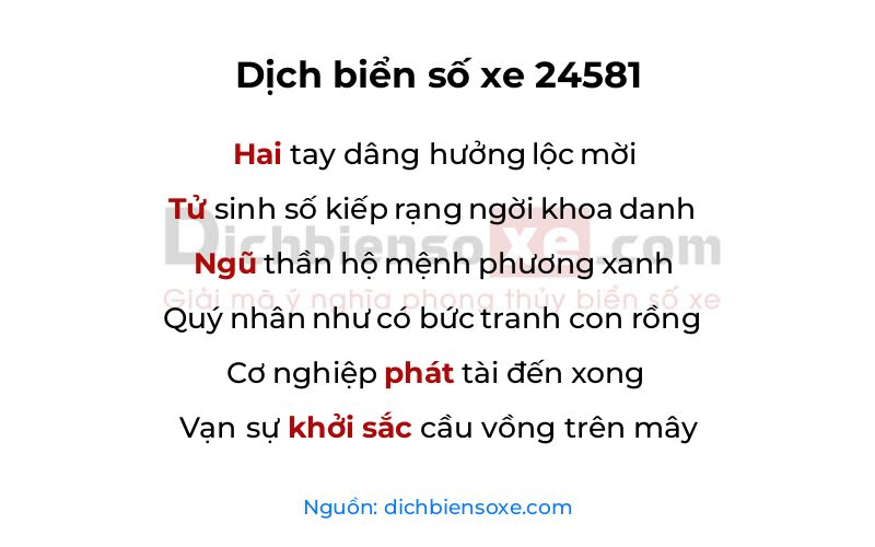 Dịch thơ biển số 24581