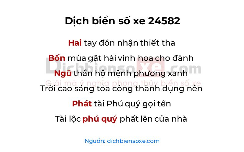 Dịch thơ biển số 24582