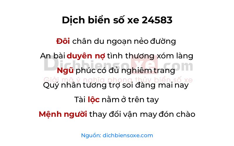 Dịch thơ biển số 24583