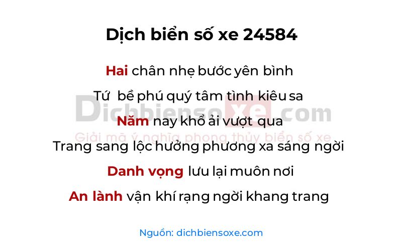 Dịch thơ biển số 24584