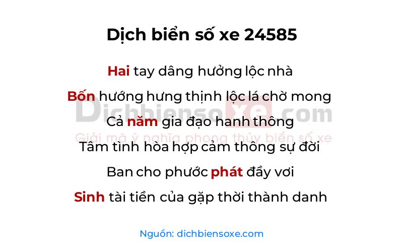 Dịch thơ biển số 24585