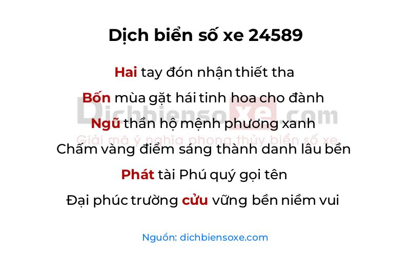 Dịch thơ biển số 24589