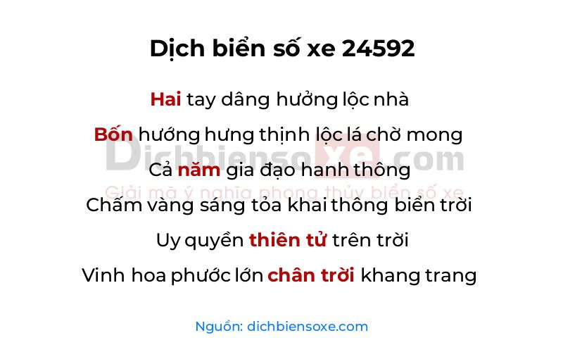 Dịch thơ biển số 24592